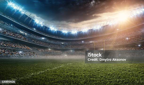 Dramatic American Football Stadium Stock Photo - Download Image Now - Stadium, Soccer Field, American Football - Sport