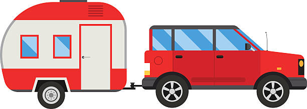 illustrations, cliparts, dessins animés et icônes de remorque illustration vectorielle de jeep - terrain de mobile homes