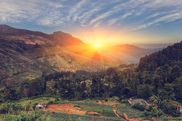 istock The sun sets behind the mountains. 530812392