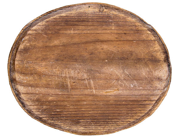 old oval wooden tablet isolated on white background