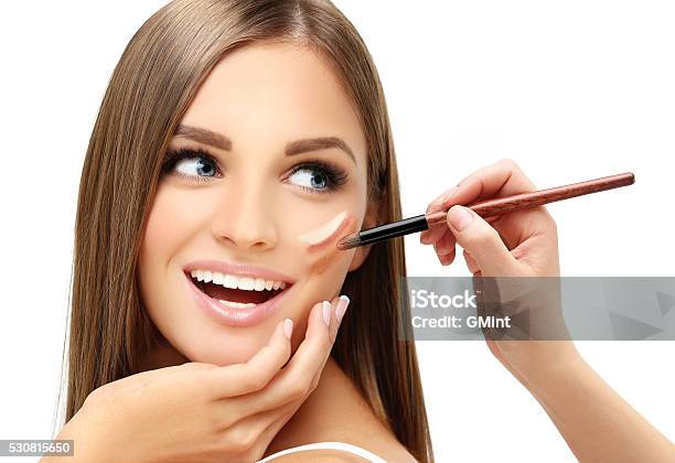 Process Of Make Up Stock Photo - Download Image Now - Ceremonial Make-Up, Highlighter, Make-Up