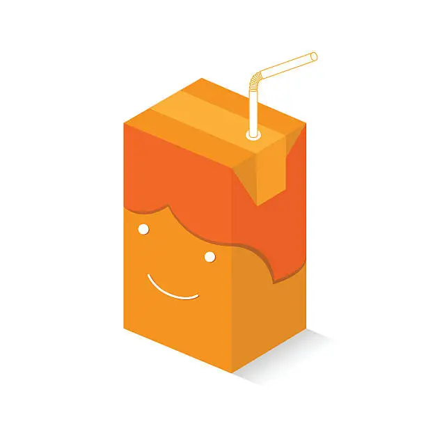 Vector illustration of Smiley orangy juice box boy