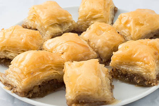 istock Oriental sweets on a white background praise with walnuts Turkish 530822586