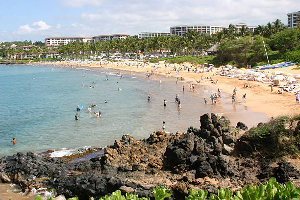 Cena de Praia de Kaanapali - fotografia de stock