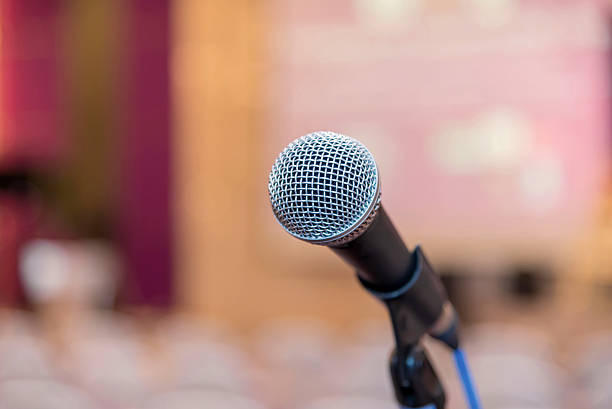 istock Microphone in meeting room before a conference 530822944