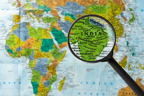 map of india - zoom ストックフォトと画像