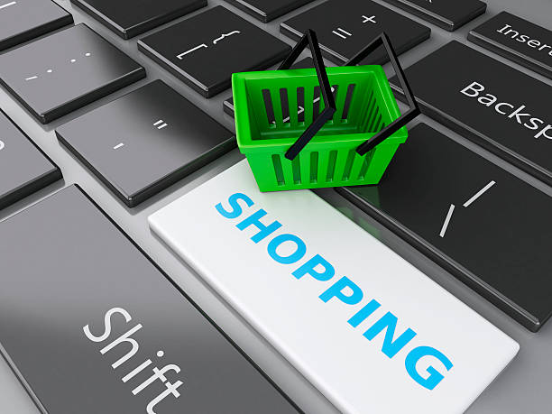 istock 3d Shopping basket on computer keyboard. Online shopping concept 530825759