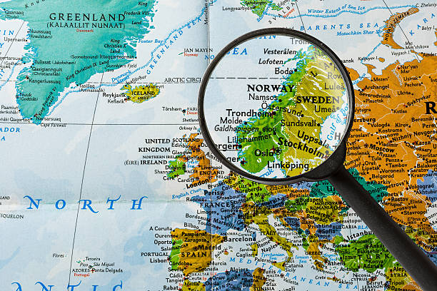 carte de la norvège - map of norway photos et images de collection