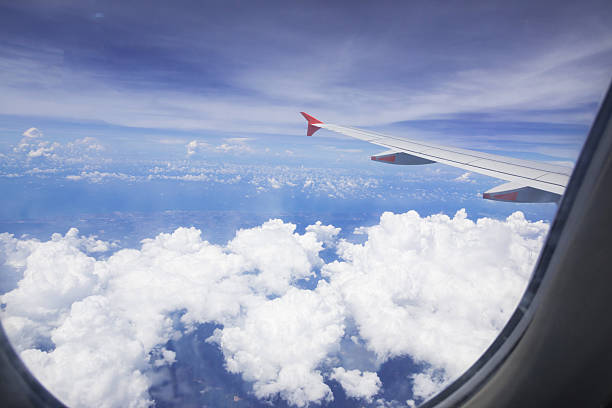 istock window aircraft during flight in wing with top view 530826780