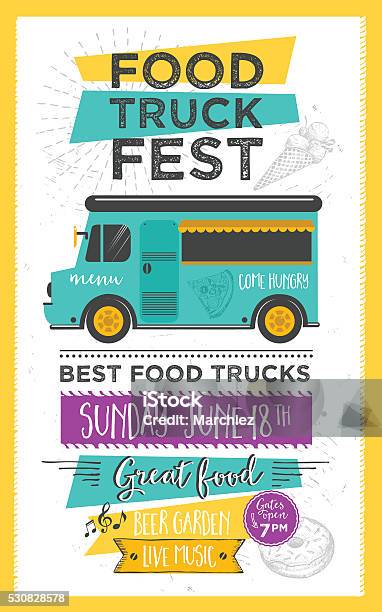 Food Truck Party Invitation Food Menu Template Design Stock Illustration - Download Image Now