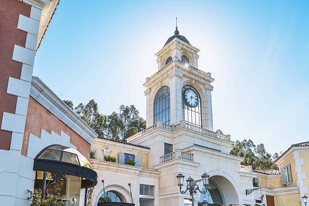 istock Beautiful clock tower in shopping district 530828842