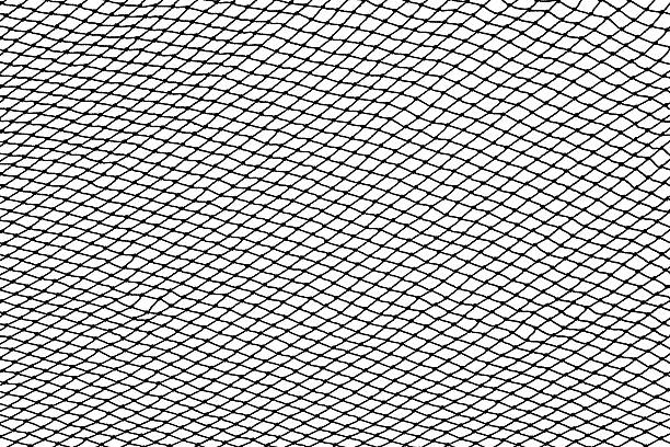 red de pesca negra silueta aislado en blanco - netting fotografías e imágenes de stock