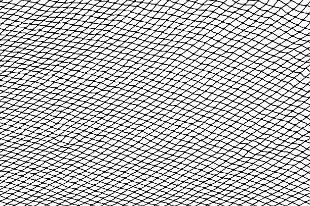 rete da pesca nera linea isolato su bianco - fishing net foto e immagini stock