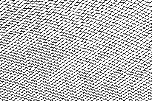 Black fishing net silhouette isolated on white