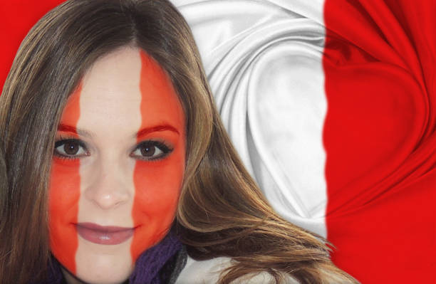 istock Attractive Peruvian woman in front of flag 530829764