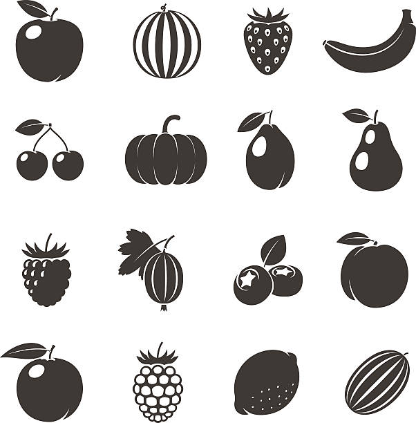 ilustrações, clipart, desenhos animados e ícones de vetor ícones de frutas pretas - blueberry food fruit berry fruit