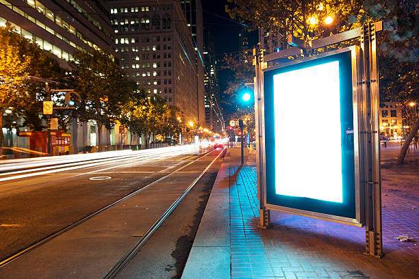 istock blank billboard on road with tramway in san francisco 530830164