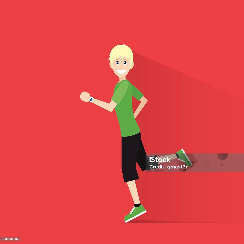 Uomo in esecuzione di sport fitness tracker polso corridore jogging - arte vettoriale royalty-free di Abbigliamento sportivo