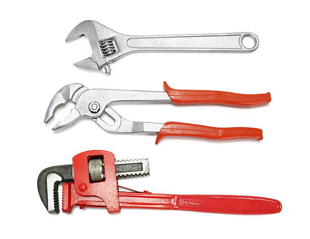 handwerkzeuge - adjustable wrench wrench isolated work tool stock-fotos und bilder