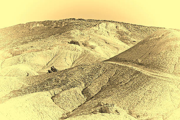 Rocky Hills of the Negev Desert in Israel, Vintage Style Toned Picture