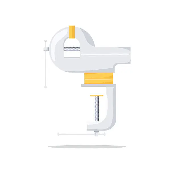 Vector illustration of Bench vise. Vise tool.