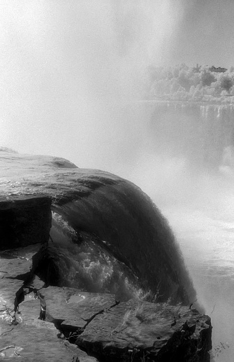 Taken on the American side of Niagara Falls, you can see a glimpse of Canada through the mist. Shot with Ilford SFX 200 Infrared film, with a red 25A filter.