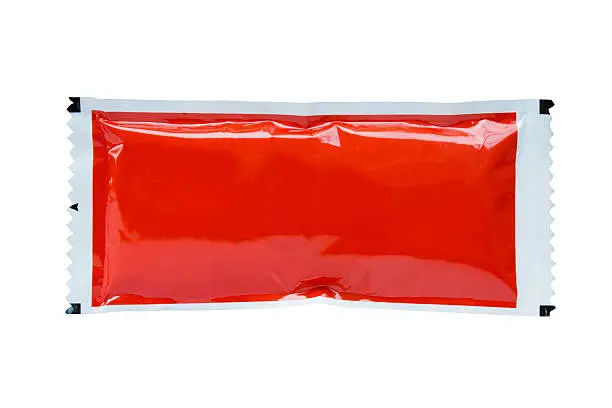 Photo of tomato sauce ketchup sachet package