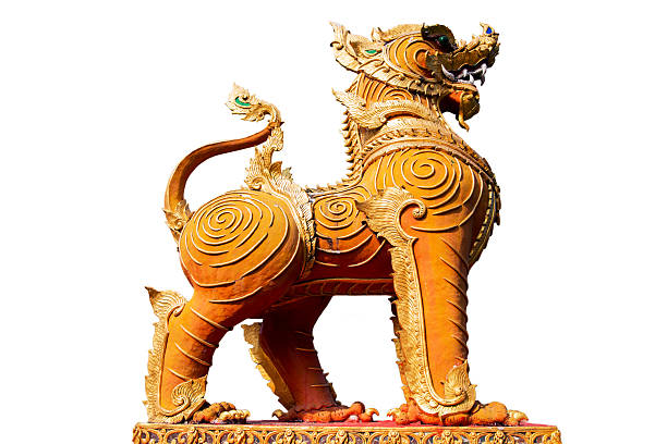 istock isolated golden lion statue Tak, Thailand 530840643