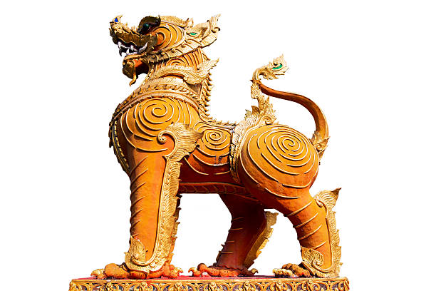istock isolated golden lion statue Tak, Thailand 530840649