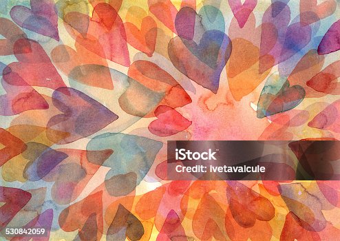 istock Watercolour layered hearts background 530842059