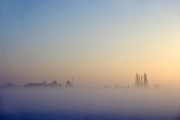 Winter sunrise landscape at sunrise