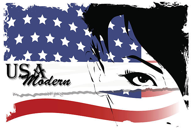istock Pretty woman with american flag 530844091