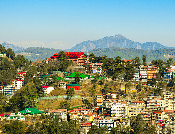 Shimla mountains and houses View of mountain with houses in shimla shimla stock pictures, royalty-free photos & images