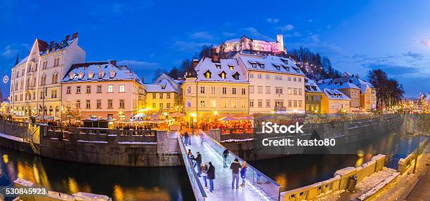 Ljubljana In Christmas Time Slovenia Europe Stock Photo - Download Image Now - Architecture, Atmosphere, Atmospheric Mood