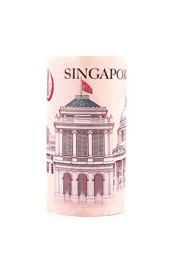 Singapore Dollars on a white background.