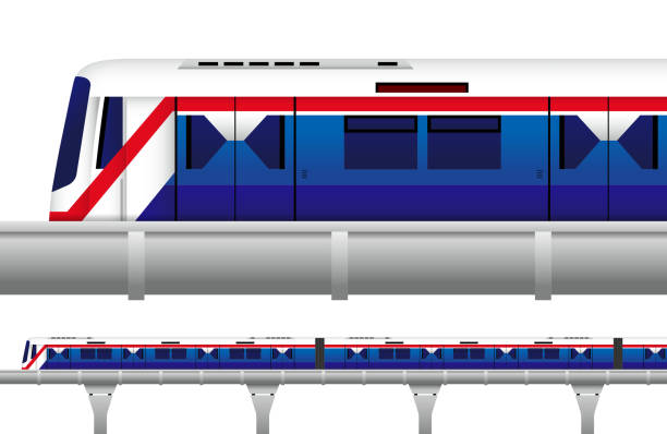 Train in the future Train in the future. Vector and Illustration bts skytrain stock illustrations