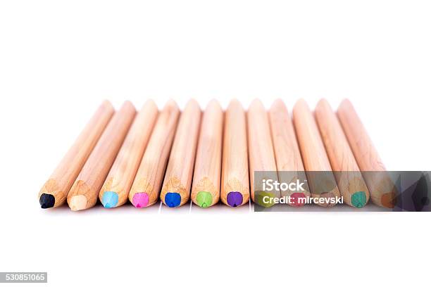 Stacked Colored Pencils Stock Photo - Download Image Now - Art and Craft Equipment, Black Color, Blue