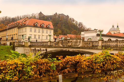 Lijubliana city in autumn, Slovenia