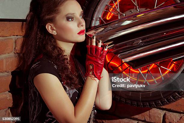 Woman In Rock Style Clothing Stock Photo - Download Image Now - Adult, Adults Only, Animal Body Part