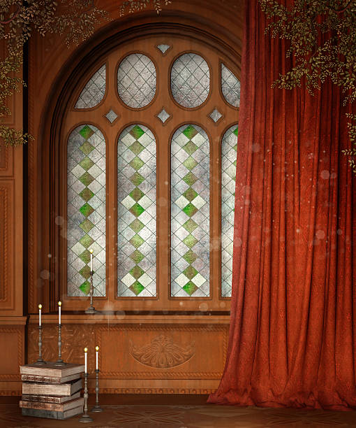 istock Wooden window with curtains 530852695