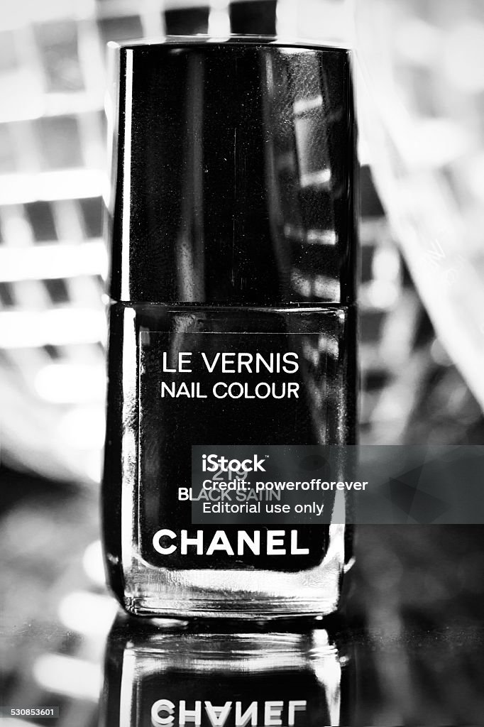Chanel Black Satin Nail Polish Varnish Stock Photo - Download Image Now - Chanel - Designer Label, Nail Polish, - iStock