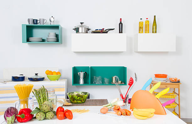 istock Kitchen with healthy food and utensils 530854023