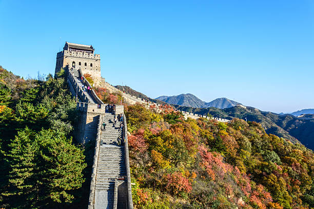 Great Wall at Badaling. People are climbing the Great Wall. Located in Beijing, China.
