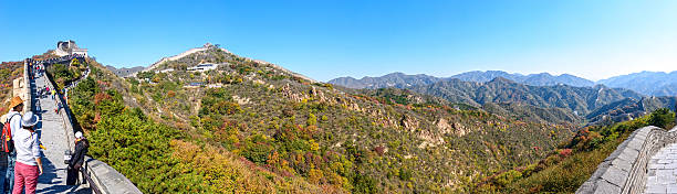 Great Wall at Badaling. People are climbing the Great Wall. Located in Beijing, China.