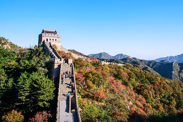 Great Wall at Badaling. People are climbing the Great Wall. Located in Beijing, China.