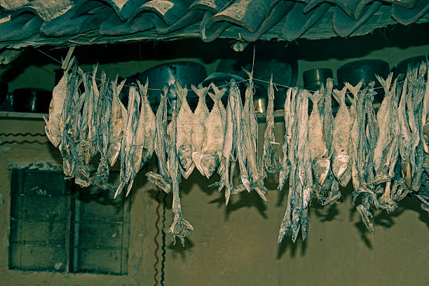 istock Hanging Dry fishes 530857577