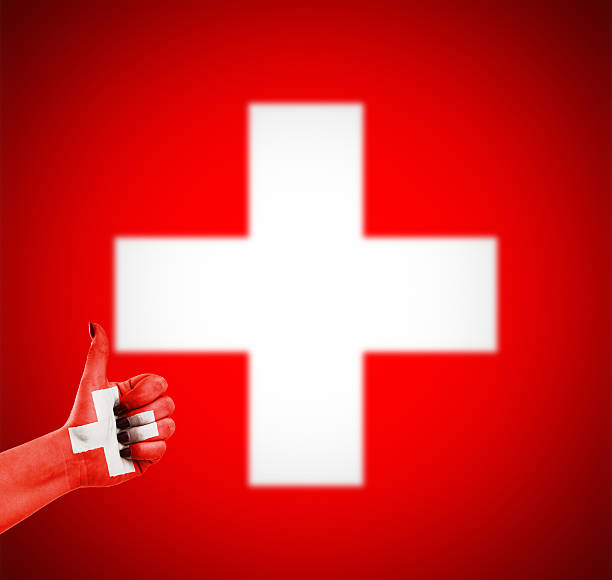 istock Flag of Switzerland on hand 530863965