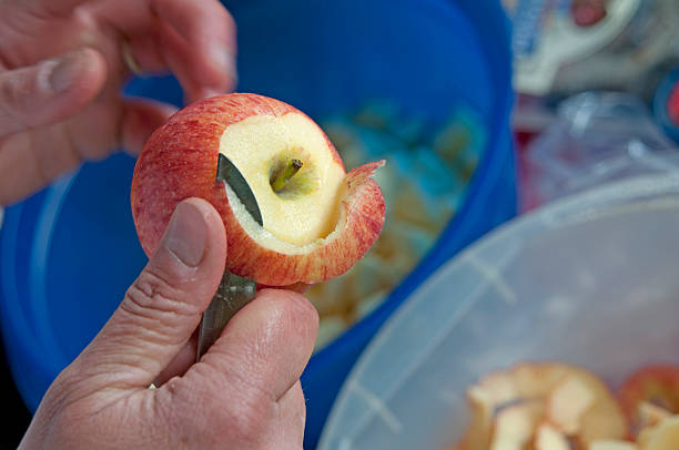 peeling a apple stock photo
