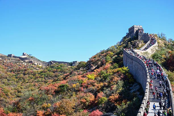 Great Wall at Badaling. People are climbing the Great Wall. Located in Beijing, China.