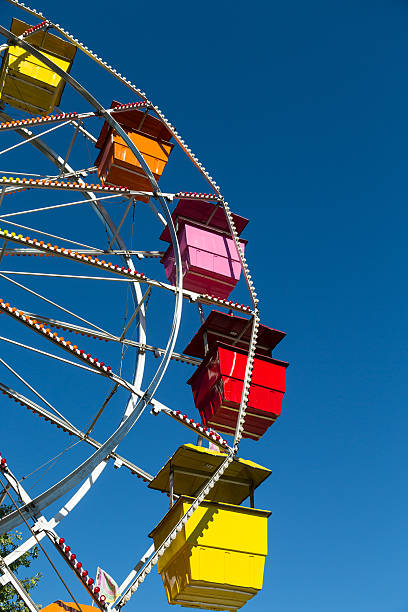 istock Multi Colored Seats in Ferris Wheel on Blue Sky 530867471